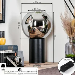 hofstein Koyoto Boule lumineuse, Lampe de bureau, Lampe à poser Chrome, Fumé, 1 lumière