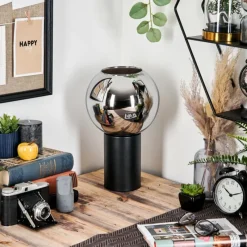 hofstein Koyoto Boule lumineuse, Lampe de bureau, Lampe à poser Chrome, Fumé, 1 lumière