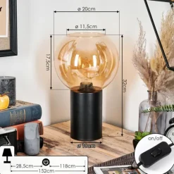 hofstein Koyoto Boule lumineuse, Lampe de bureau, Lampe à poser Ambre, 1 lumière