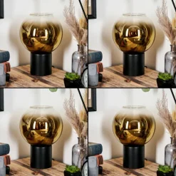 hofstein Koyoto Boule lumineuse, Lampe de bureau, Lampe à poser 20 cm Or, Clair, 1 lumière