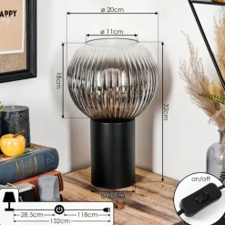 Suspension Verre Fumé-hofstein Koyoto Boule lumineuse, Lampe de bureau, Lampe à poser Clair, Fumé, 1 lumière