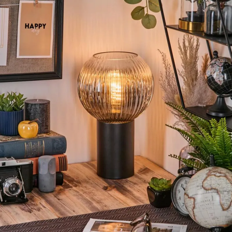 Suspension Verre Fumé-hofstein Koyoto Boule lumineuse, Lampe de bureau, Lampe à poser Clair, Fumé, 1 lumière