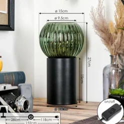 Lampes Vintages & Rétros-hofstein Koyoto Boule lumineuse, Lampe de bureau, Lampe à poser 20 cm Vert, 1 lumière