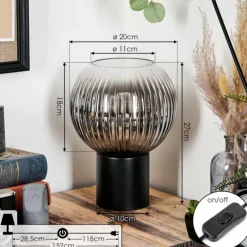 hofstein Koyoto Boule lumineuse, Lampe de bureau, Lampe à poser Clair, Fumé, 1 lumière