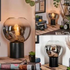 hofstein Koyoto Boule lumineuse, Lampe de bureau, Lampe à poser Chrome, Clair, Fumé, 1 lumière