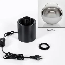 hofstein Koyoto Boule lumineuse, Lampe de bureau, Lampe à poser Chrome, Clair, Fumé, 1 lumière