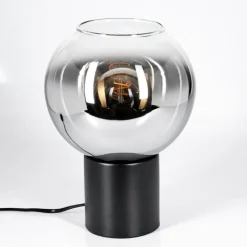 hofstein Koyoto Boule lumineuse, Lampe de bureau, Lampe à poser Chrome, Clair, Fumé, 1 lumière