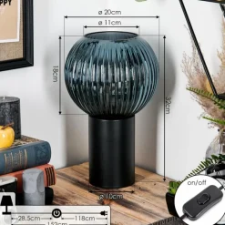 hofstein Koyoto Boule lumineuse, Lampe de bureau, Lampe à poser 20 cm Bleu, 1 lumière