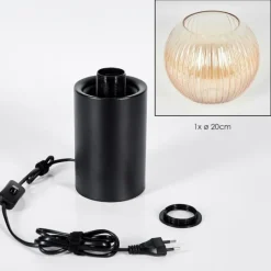 Lampes Vintages & Rétros-hofstein Koyoto Boule lumineuse, Lampe de bureau, Lampe à poser 20 cm Ambre, Clair, 1 lumière