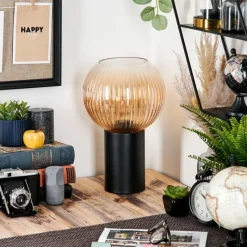 Lampes Vintages & Rétros-hofstein Koyoto Boule lumineuse, Lampe de bureau, Lampe à poser 20 cm Ambre, Clair, 1 lumière