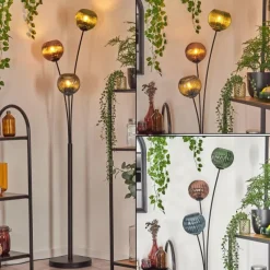 hofstein Koyoto Boule lumineuse, Lampadaire Bleu, Vert, Cuivré, 3 lumières