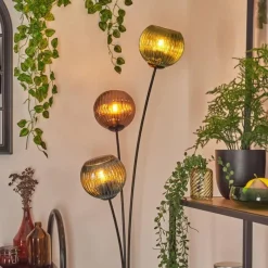 hofstein Koyoto Boule lumineuse, Lampadaire Bleu, Vert, Cuivré, 3 lumières