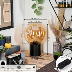 hofstein Koyoto Boule lumineuse, Lampe de bureau, Lampe à poser 20 cm Ambre, 1 lumière