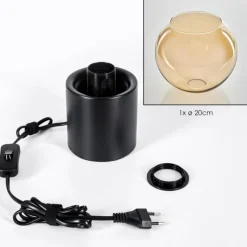 hofstein Koyoto Boule lumineuse, Lampe de bureau, Lampe à poser 20 cm Ambre, 1 lumière