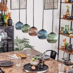 Lampes Vintages & Rétros-hofstein Koyoto Boule lumineuse, Suspension Noir, 5 lumières