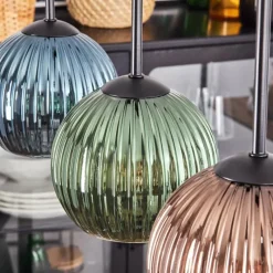 Lampes Vintages & Rétros-hofstein Koyoto Boule lumineuse, Suspension Noir, 5 lumières