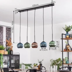 Lampes Vintages & Rétros-hofstein Koyoto Boule lumineuse, Suspension Noir, 5 lumières