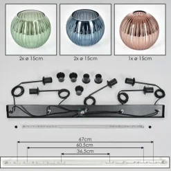 Lampes Vintages & Rétros-hofstein Koyoto Boule lumineuse, Suspension Noir, 5 lumières