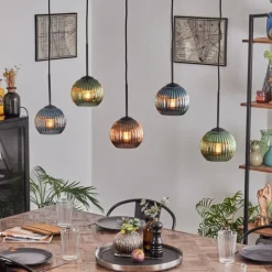 Lampes Vintages & Rétros-hofstein Koyoto Boule lumineuse, Suspension Noir, 5 lumières