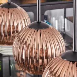 Lampes Vintages & Rétros-hofstein Koyoto Boule lumineuse, Suspension Noir, 5 lumières