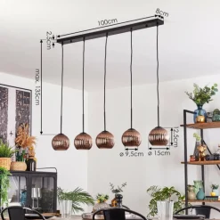 Lampes Vintages & Rétros-hofstein Koyoto Boule lumineuse, Suspension Noir, 5 lumières