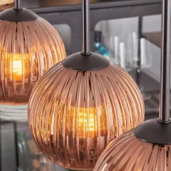 Lampes Vintages & Rétros-hofstein Koyoto Boule lumineuse, Suspension Noir, 5 lumières