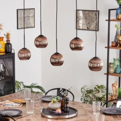 Lampes Vintages & Rétros-hofstein Koyoto Boule lumineuse, Suspension Noir, 5 lumières
