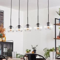 hofstein Koyoto Boule lumineuse, Suspension Noir, 5 lumières