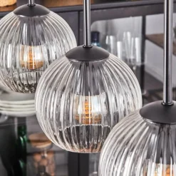 hofstein Koyoto Boule lumineuse, Suspension Noir, 5 lumières