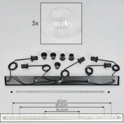 hofstein Koyoto Boule lumineuse, Suspension Noir, 5 lumières