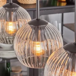 hofstein Koyoto Boule lumineuse, Suspension Noir, 5 lumières