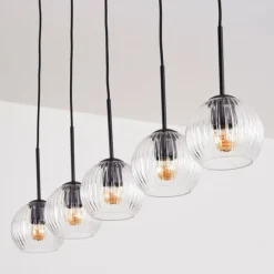 hofstein Koyoto Boule lumineuse, Suspension Noir, 5 lumières