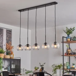 hofstein Koyoto Boule lumineuse, Suspension Noir, 5 lumières