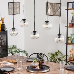 hofstein Koyoto Boule lumineuse, Suspension Noir, 5 lumières