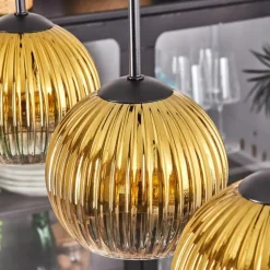 Lampes Dorées-hofstein Koyoto Boule lumineuse, Suspension Noir, 5 lumières