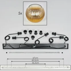 Lampes Dorées-hofstein Koyoto Boule lumineuse, Suspension Noir, 5 lumières