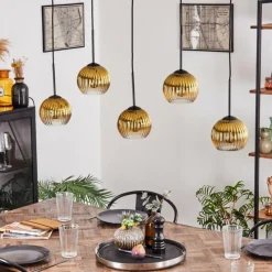 Lampes Dorées-hofstein Koyoto Boule lumineuse, Suspension Noir, 5 lumières