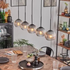 hofstein Koyoto Boule lumineuse, Suspension Noir, 5 lumières