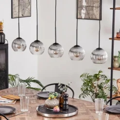 hofstein Koyoto Boule lumineuse, Suspension Noir, 5 lumières