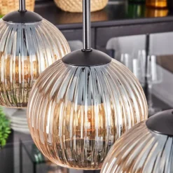 hofstein Koyoto Boule lumineuse, Suspension Noir, 5 lumières