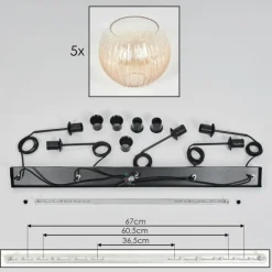 hofstein Koyoto Boule lumineuse, Suspension Noir, 5 lumières