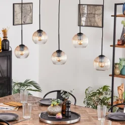 hofstein Koyoto Boule lumineuse, Suspension Noir, 5 lumières