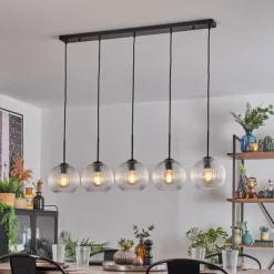 hofstein Koyoto Boule lumineuse, Suspension Noir, 5 lumières