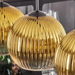 Lampes Dorées-hofstein Koyoto Boule lumineuse, Suspension Noir, 5 lumières
