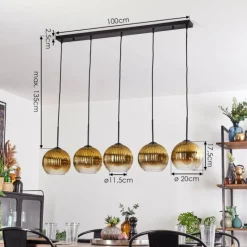 Lampes Dorées-hofstein Koyoto Boule lumineuse, Suspension Noir, 5 lumières