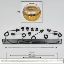 Lampes Dorées-hofstein Koyoto Boule lumineuse, Suspension Noir, 5 lumières