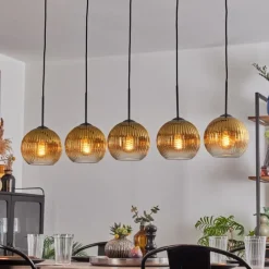Lampes Dorées-hofstein Koyoto Boule lumineuse, Suspension Noir, 5 lumières