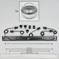 Suspension Verre Fumé-hofstein Koyoto Boule lumineuse, Suspension Noir, 5 lumières