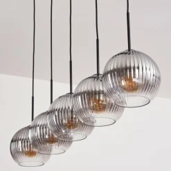 Suspension Verre Fumé-hofstein Koyoto Boule lumineuse, Suspension Noir, 5 lumières