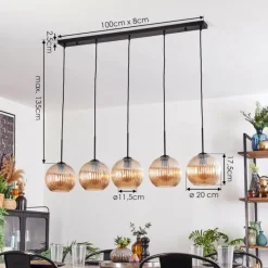 hofstein Koyoto Boule lumineuse, Suspension Noir, 5 lumières